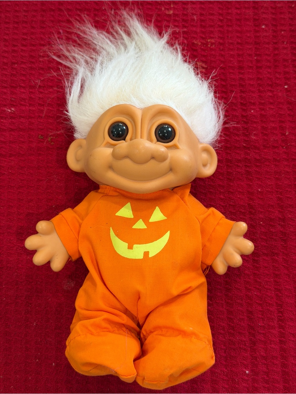 Halloween Russ Large Pumpkin Troll 7” All Original Outfit circa 1990